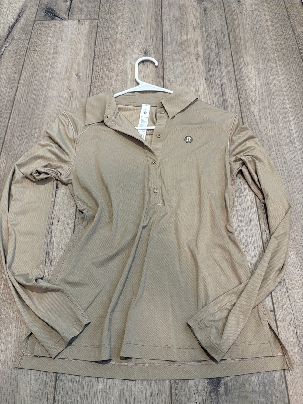 NWT lululemon athletica Women's Tan Long-Sleeve Polo